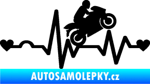 Samolepka Srdeční tep 013 pravá motorkář černá