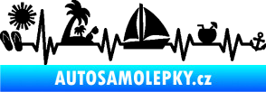Samolepka Srdeční tep 094 pravá dovolená u moře černá