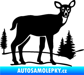 Samolepka Srna 002 pravá s krajinou černá