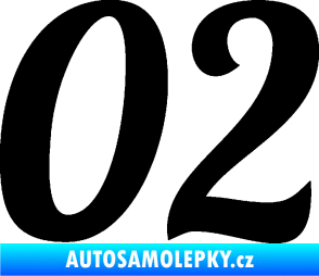 Samolepka Startovní číslo 02 typ 3 černá
