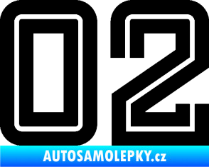 Samolepka Startovní číslo 02 typ 7 černá