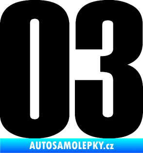 Samolepka Startovní číslo 03 typ 2   černá