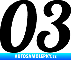 Samolepka Startovní číslo 03 typ 3 černá