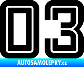 Samolepka Startovní číslo 03 typ 7 černá