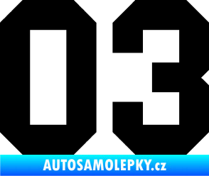 Samolepka Startovní číslo 03 černá
