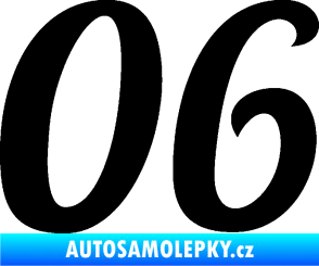 Samolepka Startovní číslo 06 typ 3 černá