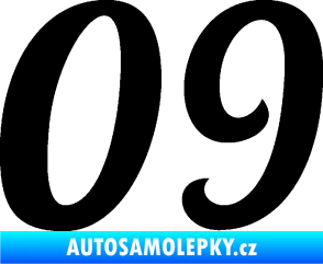 Samolepka Startovní číslo 09 typ 3  černá