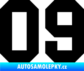 Samolepka Startovní číslo 09 černá