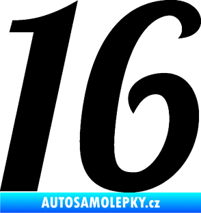 Samolepka Startovní číslo 16 typ 3       černá