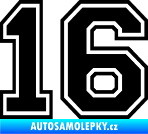 Samolepka Startovní číslo 16 typ 4 černá