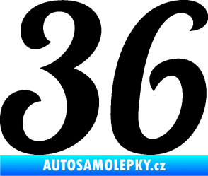 Samolepka Startovní číslo 36 typ 3  černá