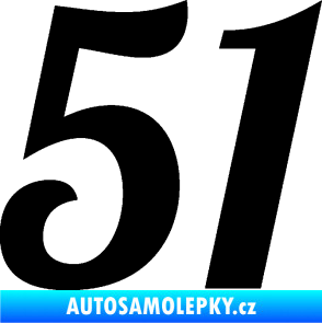 Samolepka Startovní číslo 51 typ 3 černá