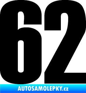 Samolepka Startovní číslo 62 typ 2  černá