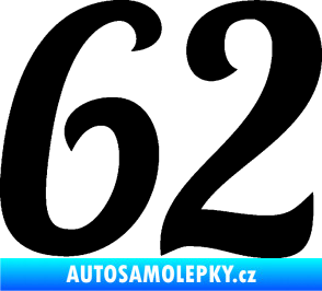 Samolepka Startovní číslo 62 typ 3 černá