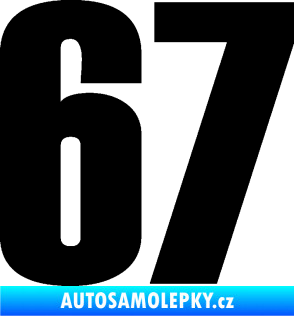Samolepka Startovní číslo 67 typ 2      černá