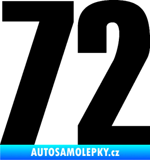Samolepka Startovní číslo 72 typ 2   černá