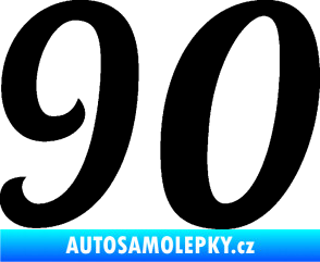 Samolepka Startovní číslo 90 typ 3   černá