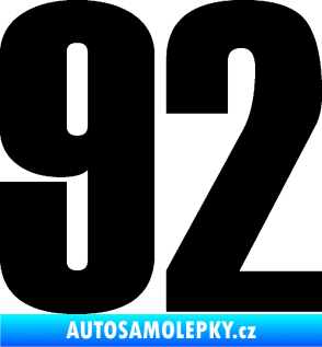 Samolepka Startovní číslo 92 typ 2  černá