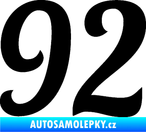 Samolepka Startovní číslo 92 typ 3   černá