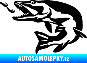 Samolepka Štika 005 levá s návnadou černá