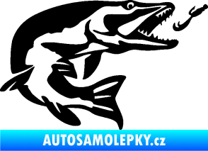 Samolepka Štika 005 pravá s návnadou černá