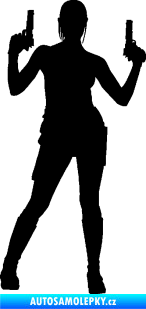 Samolepka Střelkyně 002 pravá girl with gun černá