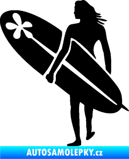 Samolepka Surfařka 003 levá černá