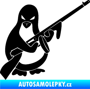 Samolepka Tučňák se samopalem pravá černá
