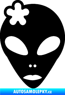 Samolepka UFO 009 slečna s kytičkou levá černá