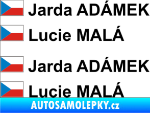 Samolepka Vlajka ČR se jménem černá