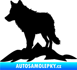 Samolepka Vlk 031 levá hory černá