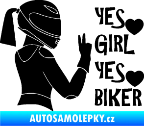 Samolepka Yes girl, yes biker motorkářka černá