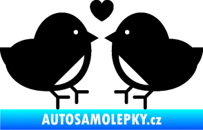 Samolepka Zamilovaní ptáčci 001 se srdíčkem černá