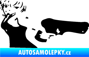 Samolepka Žena s pistolí pravá černá