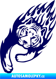 Samolepka Animal flames 015 levá tygr tmavě modrá