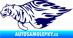 Samolepka Animal flames 021 levá tygr tmavě modrá