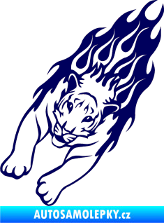 Samolepka Animal flames 024 levá tygr tmavě modrá