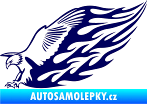 Samolepka Animal flames 029 levá orel tmavě modrá