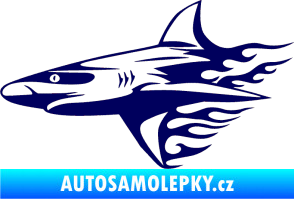 Samolepka Animal flames 031 levá žralok tmavě modrá