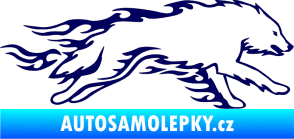 Samolepka Animal flames 032 pravá vlk tmavě modrá