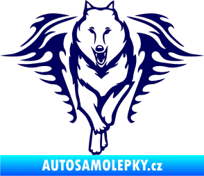 Samolepka Animal flames 039 levá  vlk tmavě modrá