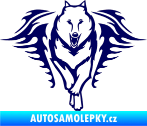 Samolepka Animal flames 039 pravá  vlk tmavě modrá