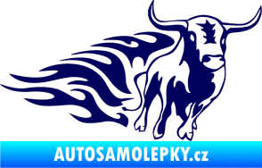Samolepka Animal flames 057 pravá býk tmavě modrá