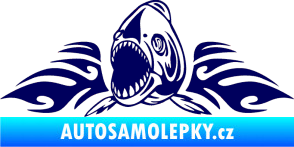 Samolepka Animal flames 063 levá  piraňa tmavě modrá