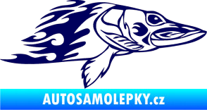Samolepka Animal flames 074 pravá ryba tmavě modrá