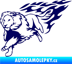 Samolepka Animal flames 087 levá lev tmavě modrá