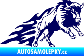 Samolepka Animal flames 089 pravá býk tmavě modrá