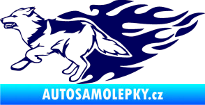 Samolepka Animal flames 090 levá vlk tmavě modrá