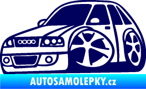 Samolepka Audi A4 karikatura levá tmavě modrá