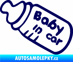 Samolepka Baby in car 001 lahvička na mlíčko tmavě modrá